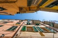 Upward view on the street in Riomaggiore, Cinque Terre, Italy Royalty Free Stock Photo