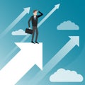 Upwards. Businessman standing on a flying arrows Royalty Free Stock Photo