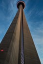 Upwards shot at base of Toronto tower with architectural features visible