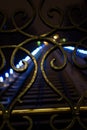 Trolley track lighted in blue