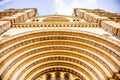 Upwards view of British Natural History Museum entrance in London Royalty Free Stock Photo