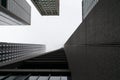 Upwards View of Multiple Skyscrapers in Downtown Chicago on a Foggy Day