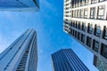 Upwards View of Multiple Skyscrapers in Downtown Chicago