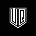 UQ Logo monogram shield geometric black line inside white shield color design