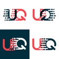 UQ letters logo with accent speed dark red and dark blue