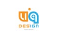 uq u q orange blue alphabet letter logo combination