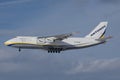UR-82009 Antonov airplane flying up in the sky