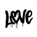 Urabn graffiti grunge word LOVE in black paint overspay style. Concept pf bleeding crying divorce separation love loss