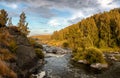 Ural landscape in the evening on the Iset river, Russia