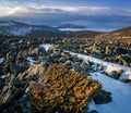 Ural mountains Konzhakovsky and Serebryansky kamen in May, Russia,