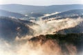 The Urals in the morning mist. Royalty Free Stock Photo