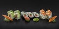 Uramaki and Hosomaki sushi rolls Royalty Free Stock Photo