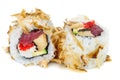 Uramaki maki sushi, two rolls isolated on white Royalty Free Stock Photo