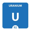 Uranium Chemical 92 element of periodic table. Molecule And Communication Background. Uranium Chemical U, laboratory and science Royalty Free Stock Photo