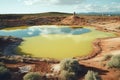 Uranium Mine Tailings Pond With Water Treatment And Containment Systems. Generative AI