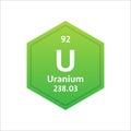 Uranium symbol. Chemical element of the periodic table. Vector stock illustration Royalty Free Stock Photo