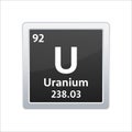 Uranium symbol. Chemical element of the periodic table. Vector stock illustration Royalty Free Stock Photo