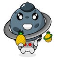 Uranus astronaut mascot holding a pineapple