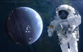 Uranus and astronaut. Solar system. Science fiction