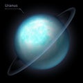 Uranus realistic planet is isolated on the cosmic sky in the darkness of the galaxy Royalty Free Stock Photo