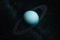 Uranus surrounded by rings in the vastness of outer space captured from a distant perspective Royalty Free Stock Photo