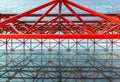 The urban abstract red steel structure of the office building Royalty Free Stock Photo