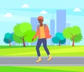 Urban Activity Vector Man in Helmet Rollerblading