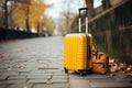 Urban Adventure Awaits: A contemporary suitcase on the street, setting the stage for an urban travel adventure with a
