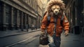 Urban Adventure: A Raw Character Roams The City With A Lion Mask