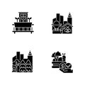 Urban agriculture production flat design long shadow glyph icons set