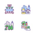 Urban agriculture production RGB color icons set