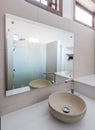 Urban apartment - white bath counter and vessel sink Royalty Free Stock Photo