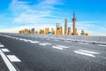 Urban architectural landscape skyline and asphalt road in Shanghai Royalty Free Stock Photo