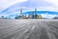Urban architectural landscape skyline and asphalt road in Shanghai Royalty Free Stock Photo