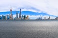 Urban architectural landscape skyline and asphalt road in Shanghai Royalty Free Stock Photo