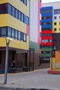 Urban architecture, brightly colored apartment buildings Royalty Free Stock Photo