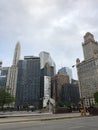 Chicago streets. Skyscrapers and sky. Geometry of walls, stairs and windows of a modern city Royalty Free Stock Photo