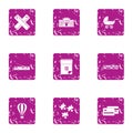 Urban area icons set, grunge style Royalty Free Stock Photo