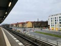 An urban area with train platforms in Berlin Germany unique photo