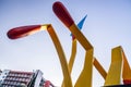 Urban art, big sculpture, Els Mistos, Match cover, by Claes Oldenburg and Coosje van Bruggen, park of Valle Hebron in