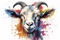 Urban art design. Illustration of a goat. Creativity in graffiti style painted on walls.