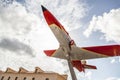 Urban art, jet-powered casa c-101 aviojet in Cartagena,Spain. Royalty Free Stock Photo