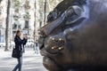 Urban art, sculpture `Gato`, by Fernando Botero. Located in Rambla del Raval, Ciutat Vella district, Barcelona.