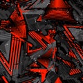 Urban art texture with neon lines, triangles, chaotic brush strokes, ink elements. Royalty Free Stock Photo