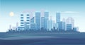 Urban background of cityscape with the factory. City skyline vector illustration. Blue city silhouette. Cityscape in Royalty Free Stock Photo
