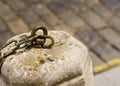 Urban background part of the street fence cabinet with attached chain weathered texture