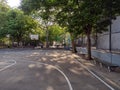 Urban Basketball Court In The Morning, Washington Hall Playground, Brooklyn, NY, USA