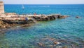 Urban beach in Syracuse city in Sicily