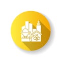 Urban beekeeping yellow flat design long shadow glyph icon