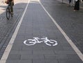 Urban Bicycle Path with Commuters Royalty Free Stock Photo